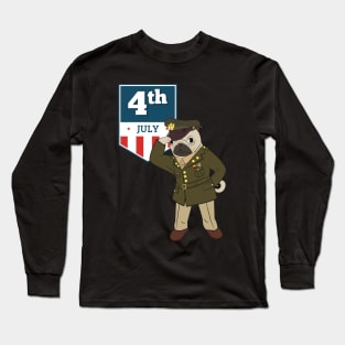 Pug Lead Salute-Patriotic-Independence Day Long Sleeve T-Shirt